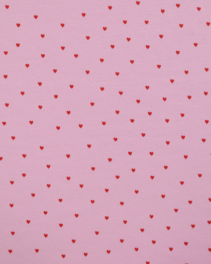 Tissu Jersey Imprimé Petits Cœurs Rose - Mercerine
