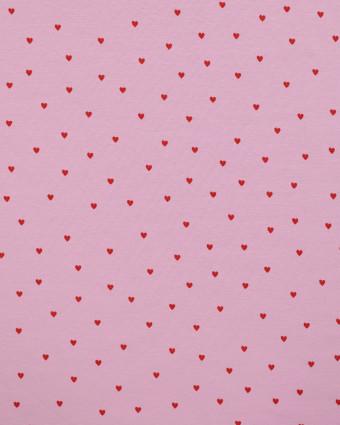 Tissu Jersey Imprimé Petits Cœurs Rose - Mercerine