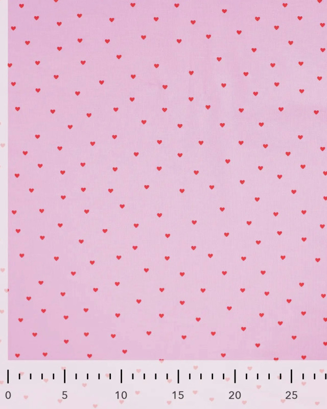 Tissu Jersey Imprimé Petits Cœurs Rose - Mercerine