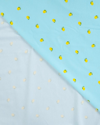 Tissu Jersey Imprimé Lemon Bleu - Mercerine