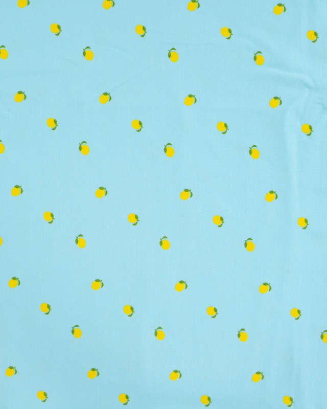 Tissu Jersey Imprimé Lemon Bleu - Mercerine