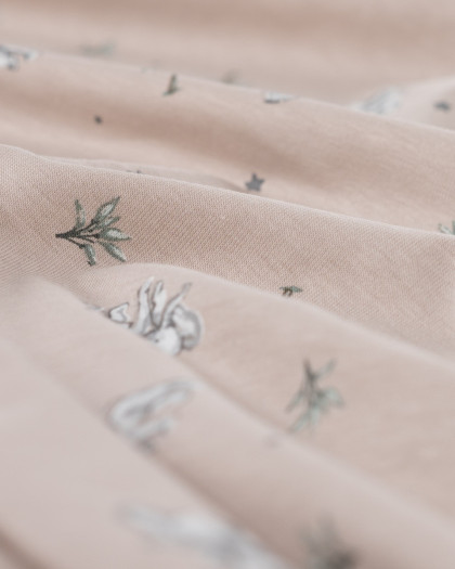 Tissu Jersey Imprimé Petit Eléphant Taupe- Mercerine