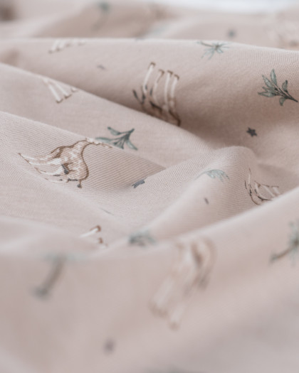 Tissu Jersey Imprimé Petite Girafe Taupe - Mercerine