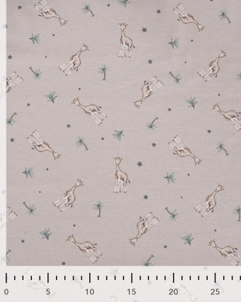 Tissu Jersey Imprimé Petite Girafe Taupe - Mercerine