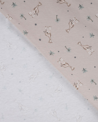 Tissu Jersey Imprimé Petite Girafe Taupe - Mercerine