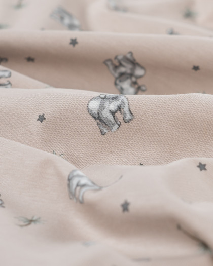 Tissu Jersey Imprimé Petit Hippopotame Taupe - Mercerine