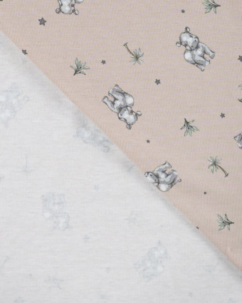 Tissu Jersey Imprimé Petit Hippopotame Taupe - Mercerine