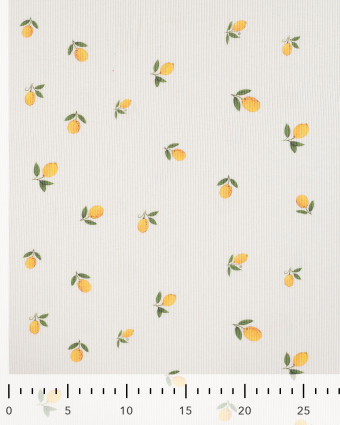 Tissu Jersey Mini Côtelé Ecru Petits Citrons - Mercerine