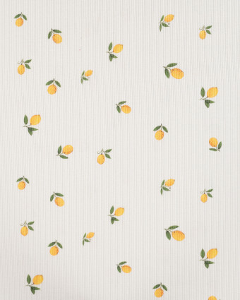 Tissu Jersey Mini Côtelé Ecru Petits Citrons - Mercerine