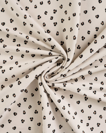 Tissu Jersey Mini Côtelé Beige Motif Léopard - Mercerine