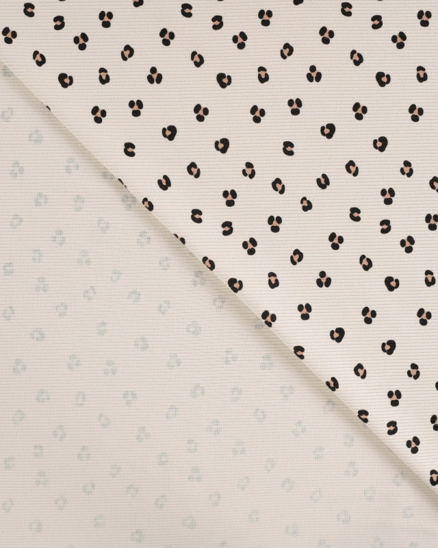 Tissu Jersey Mini Côtelé Beige Motif Léopard - Mercerine