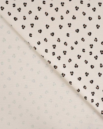 Tissu Jersey Mini Côtelé Beige Motif Léopard - Mercerine