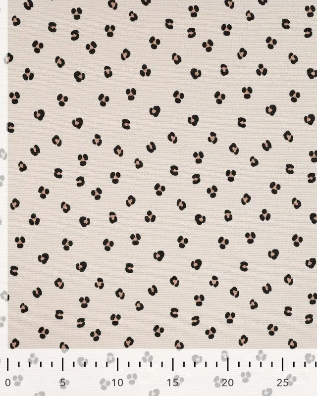 Tissu Jersey Mini Côtelé Beige Motif Léopard - Mercerine