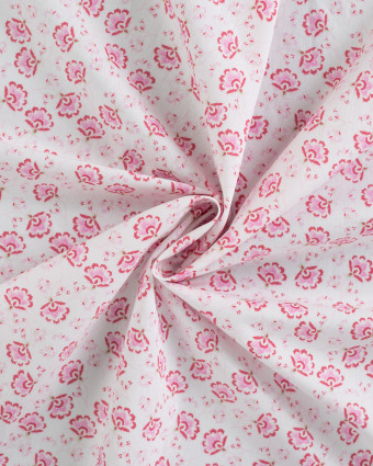 Tissu Popeline de Coton Petites Fleurs Indiennes Roses - Mercerine
