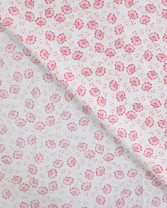 Tissu Popeline de Coton Petites Fleurs Indiennes Roses - Mercerine