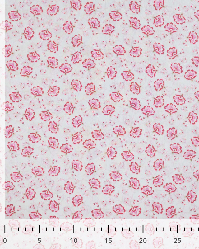 Tissu Popeline de Coton Petites Fleurs Indiennes Roses - Mercerine