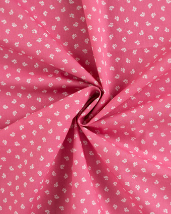 Tissu Popeline de Coton Rose Bonbon Petites Fleurs - Mercerine
