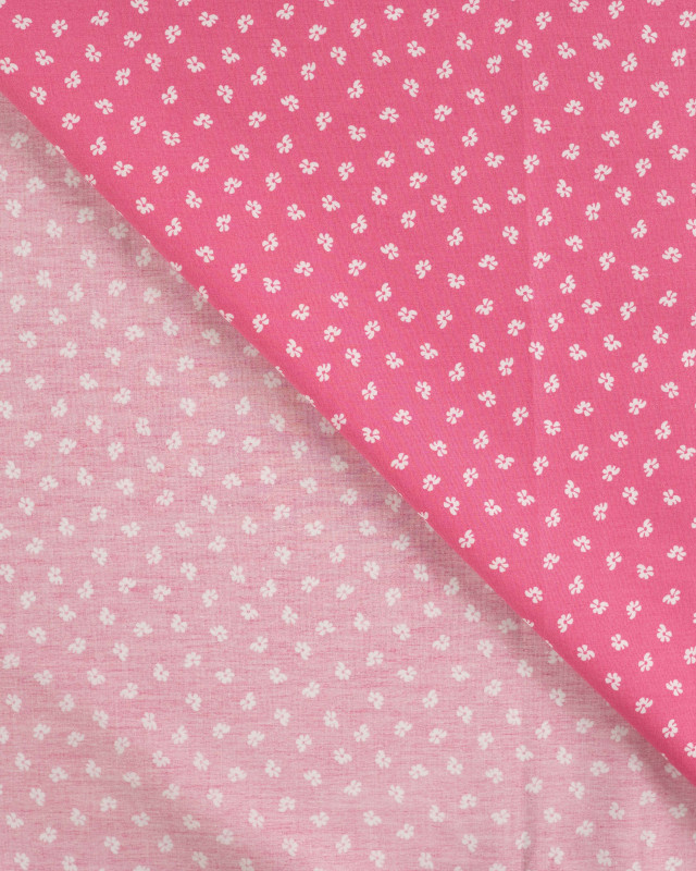 Tissu Popeline de Coton Rose Bonbon Petites Fleurs - Mercerine
