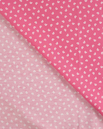 Tissu Popeline de Coton Rose Bonbon Petites Fleurs - Mercerine