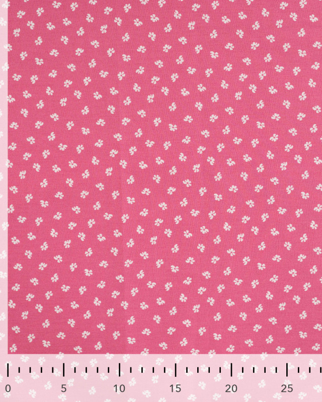 Tissu Popeline de Coton Rose Bonbon Petites Fleurs - Mercerine