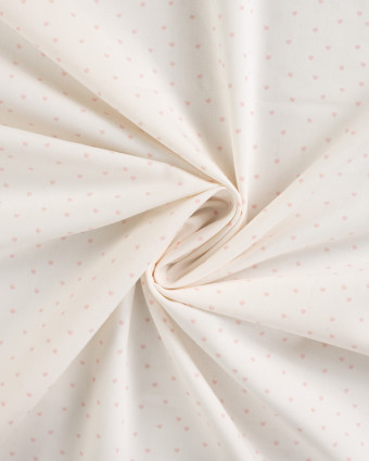 Popeline de Coton Ecrue Mini Cœur Rose Clair - Mercerine