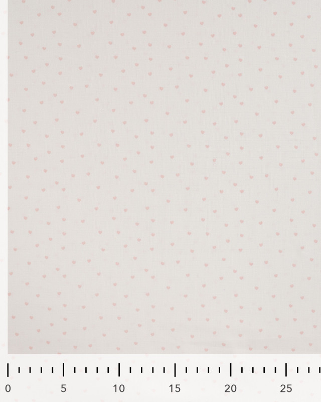 Popeline de Coton Ecrue Mini Cœur Rose Clair - Mercerine