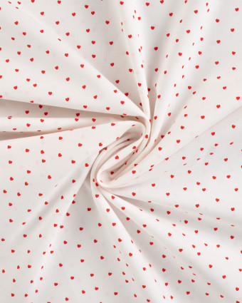 Popeline de Coton Mini Ecrue Cœur Rouge - Mercerine
