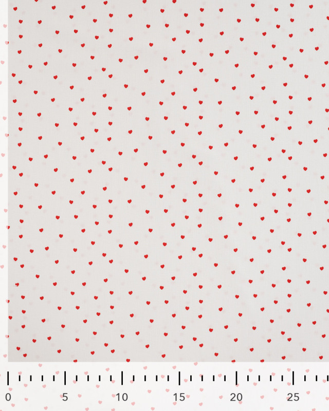 Popeline de Coton Mini Ecrue Cœur Rouge - Mercerine