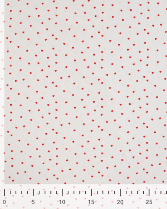 Popeline de Coton Mini Ecrue Cœur Rouge - Mercerine