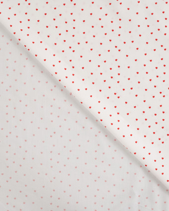 Popeline de Coton Mini Ecrue Cœur Rouge - Mercerine