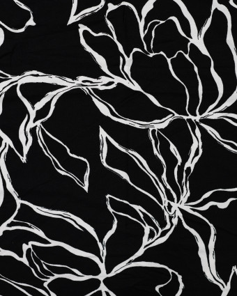 Jersey de Viscose Noir Motif Floral - Mercerine