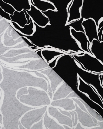 Jersey de Viscose Noir Motif Floral - Mercerine
