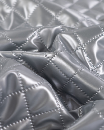 Tissu Matelassé Léger Simili Cuir Argent - Mercerine