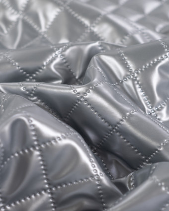 Tissu Matelassé Léger Simili Cuir Argent - Mercerine