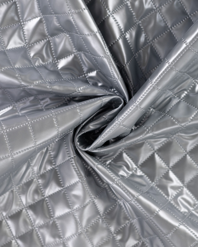Tissu Marelassé Léger Simili Cuir Argent - Mercerine