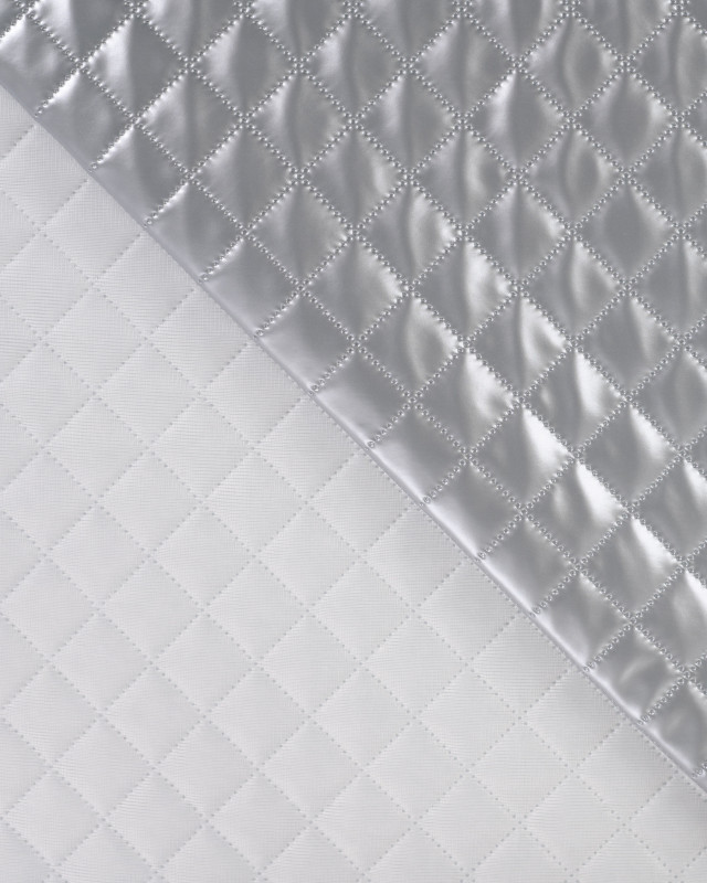 Tissu Marelassé Léger Simili Cuir Argent - Mercerine