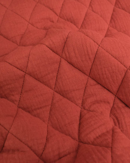 Tissu Double Gaze Matelassé Terracotta Gaby - Mercerine