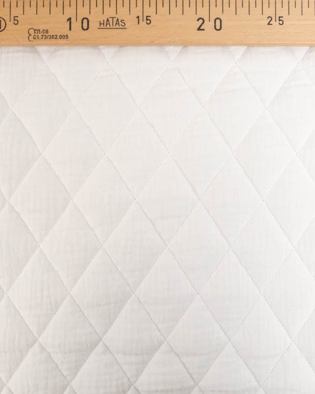 Tissu Double Gaze Matelassé Uni Blanc - Mercerine