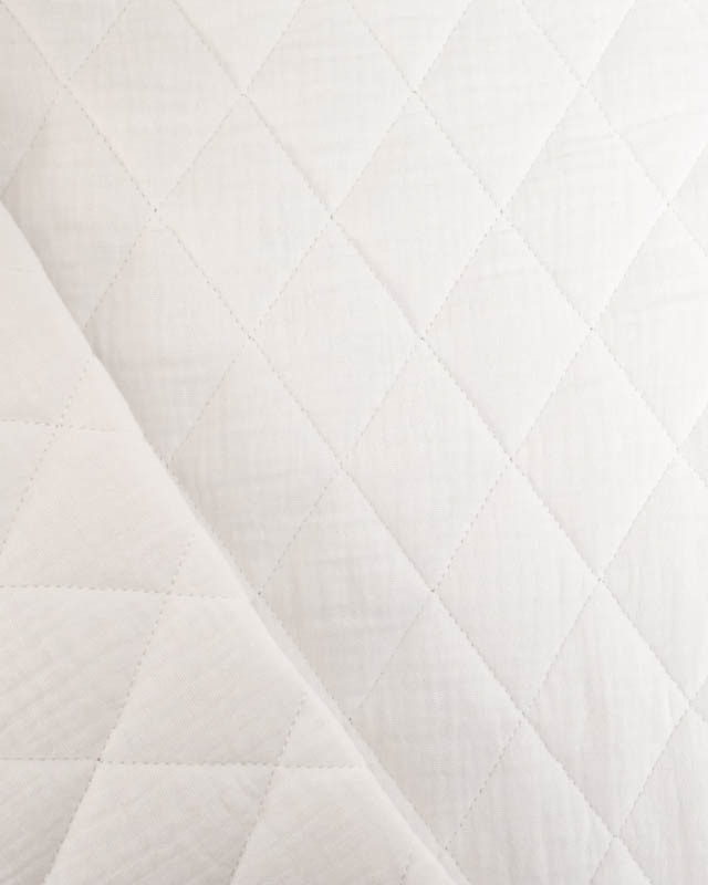 Tissu Double Gaze Matelassé Uni Blanc - Mercerine