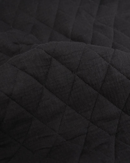 Tissu Double Gaze Matelassé Uni Noir Gaby - Mercerine