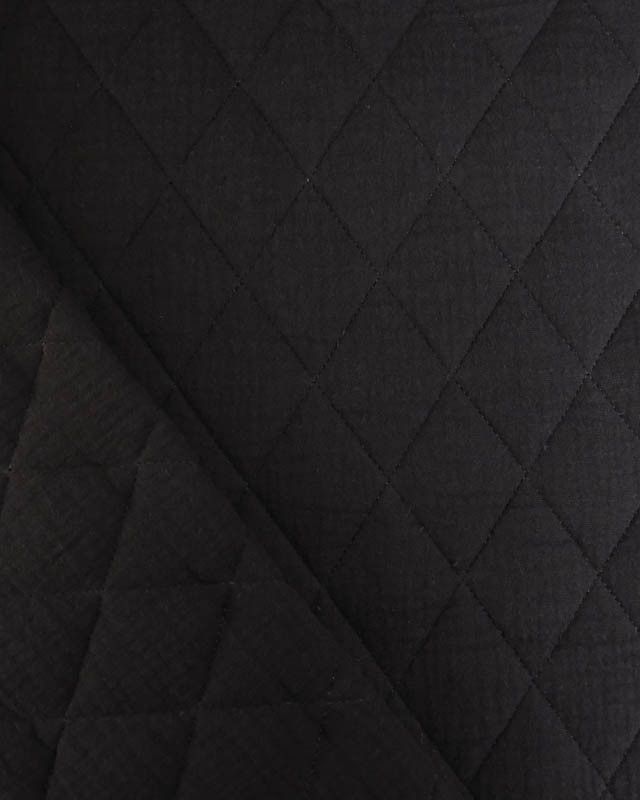 Tissu Double Gaze Matelassé Uni Noir - Mercerine