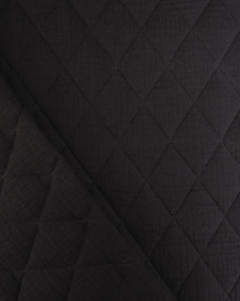 Tissu Double Gaze Matelassé Uni Noir - Mercerine