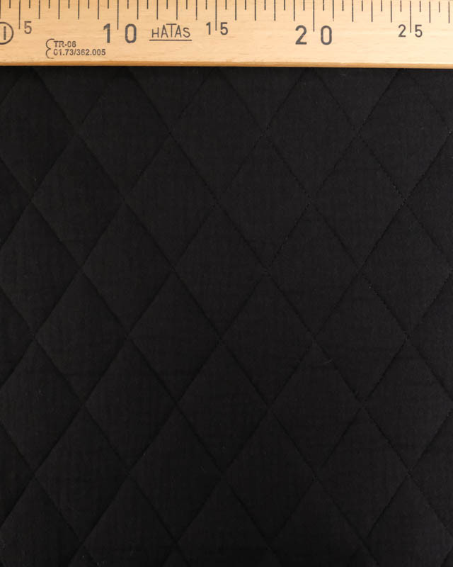 Tissu Double Gaze Matelassé Uni Noir - Mercerine