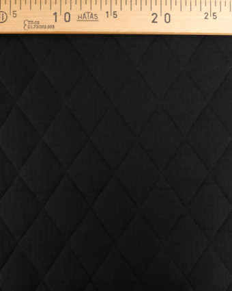 Tissu Double Gaze Matelassé Uni Noir - Mercerine
