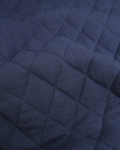 Tissu Double Gaze Matelassé Uni Navy Gaby - Mercerine