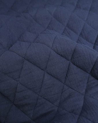 Tissu Double Gaze Matelassé Uni Navy Gaby - Mercerine