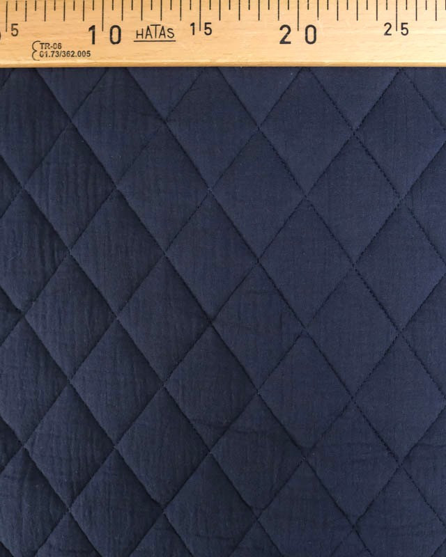 Tissu Double Gaze Matelassé Uni Navy Gaby - Mercerine