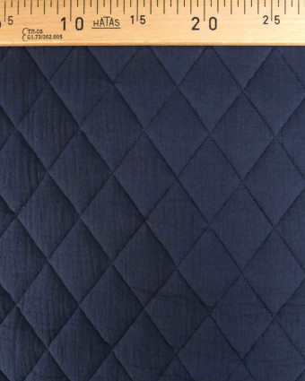 Tissu Double Gaze Matelassé Uni Navy Gaby - Mercerine