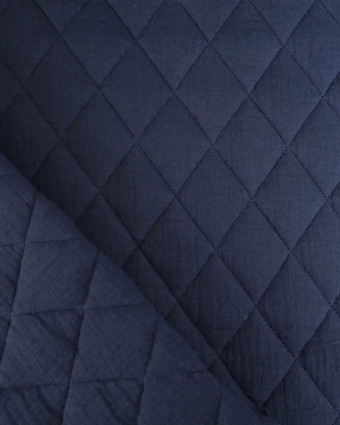 Tissu Double Gaze Matelassé Uni Navy Gaby - Mercerine