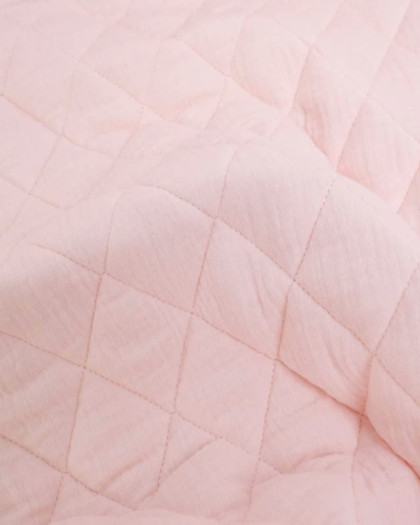Tissu Double Gaze Matelassé Uni Rose Tendre Gaby  - Mercerine